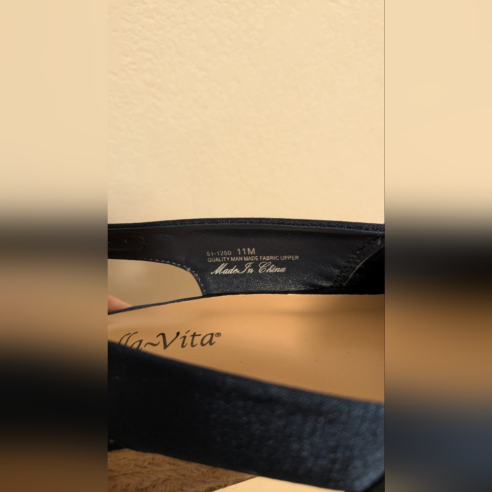 Bella Vita Navy Blue Espadrilles with Slingback and Open Toe - Picture 8 of 11